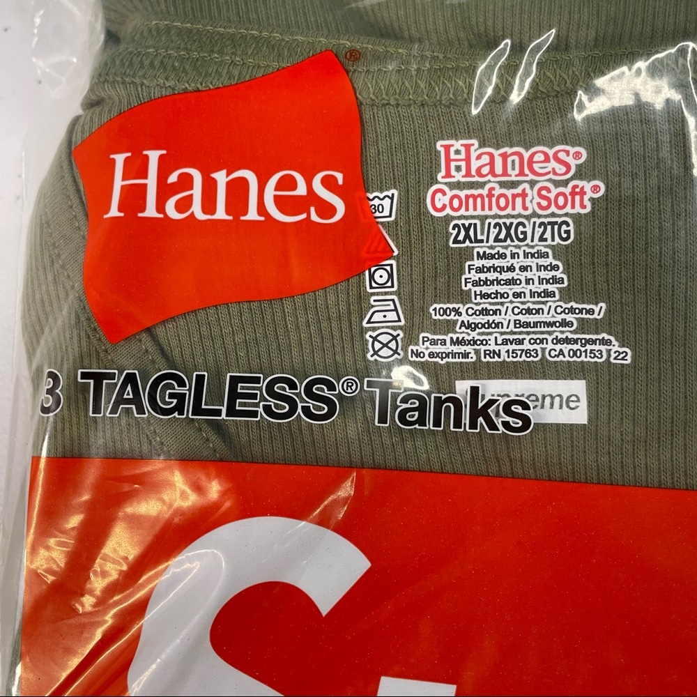 Supreme Hanes 3 Pack Tagless Tank Tops Olive Color Mens Size XXL - Picture 3 of 6